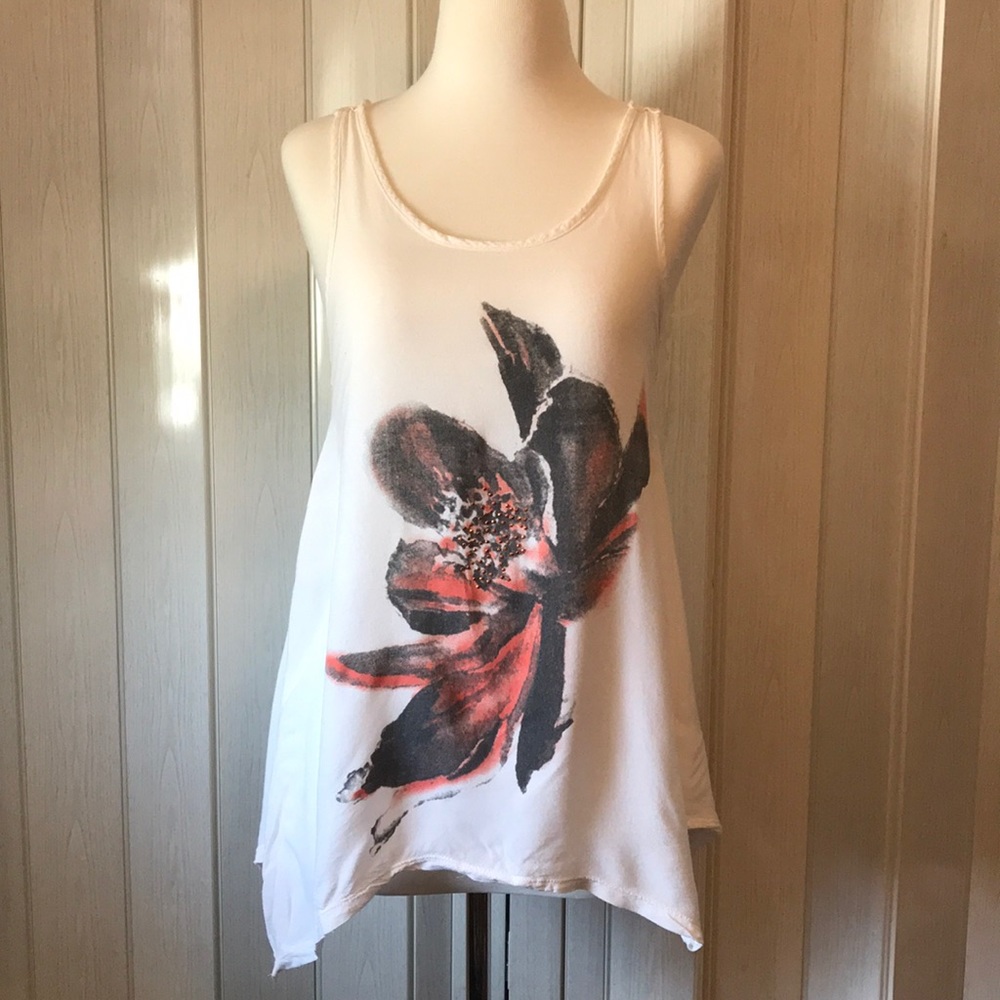 White tank top with lace back
